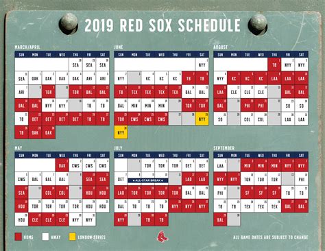 red sox schedule 2019 printable
